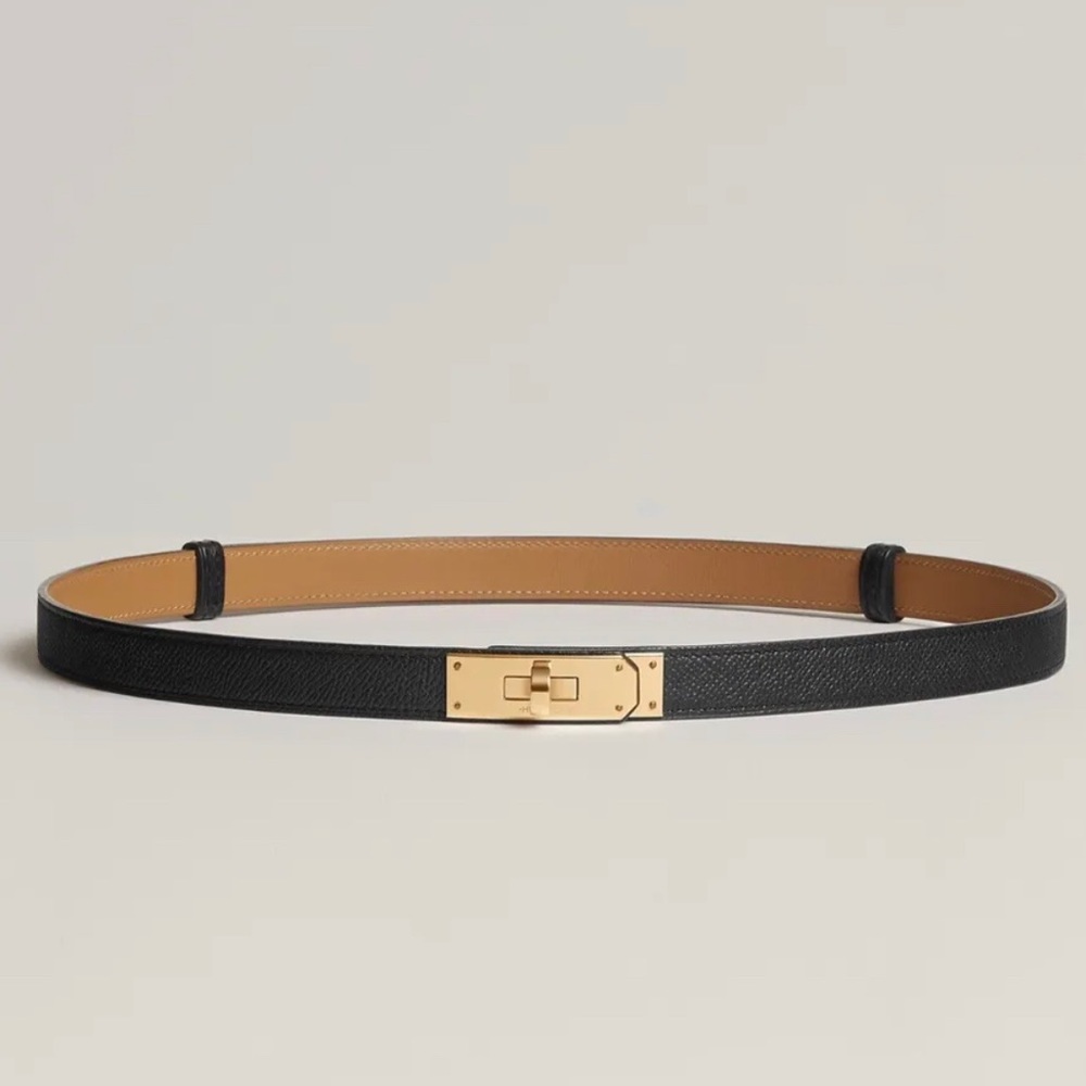 NEW HERMES Black Epsom GHW Kelly 18 Belt One Size Adjustable ( $1025+tax)